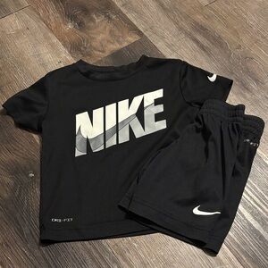 Nike Black and White Logo T-Shirt and Shorts Set